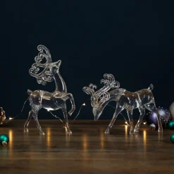 Standing Reindeer Christmas Figurines - 9.25" - Clear - Set of 2