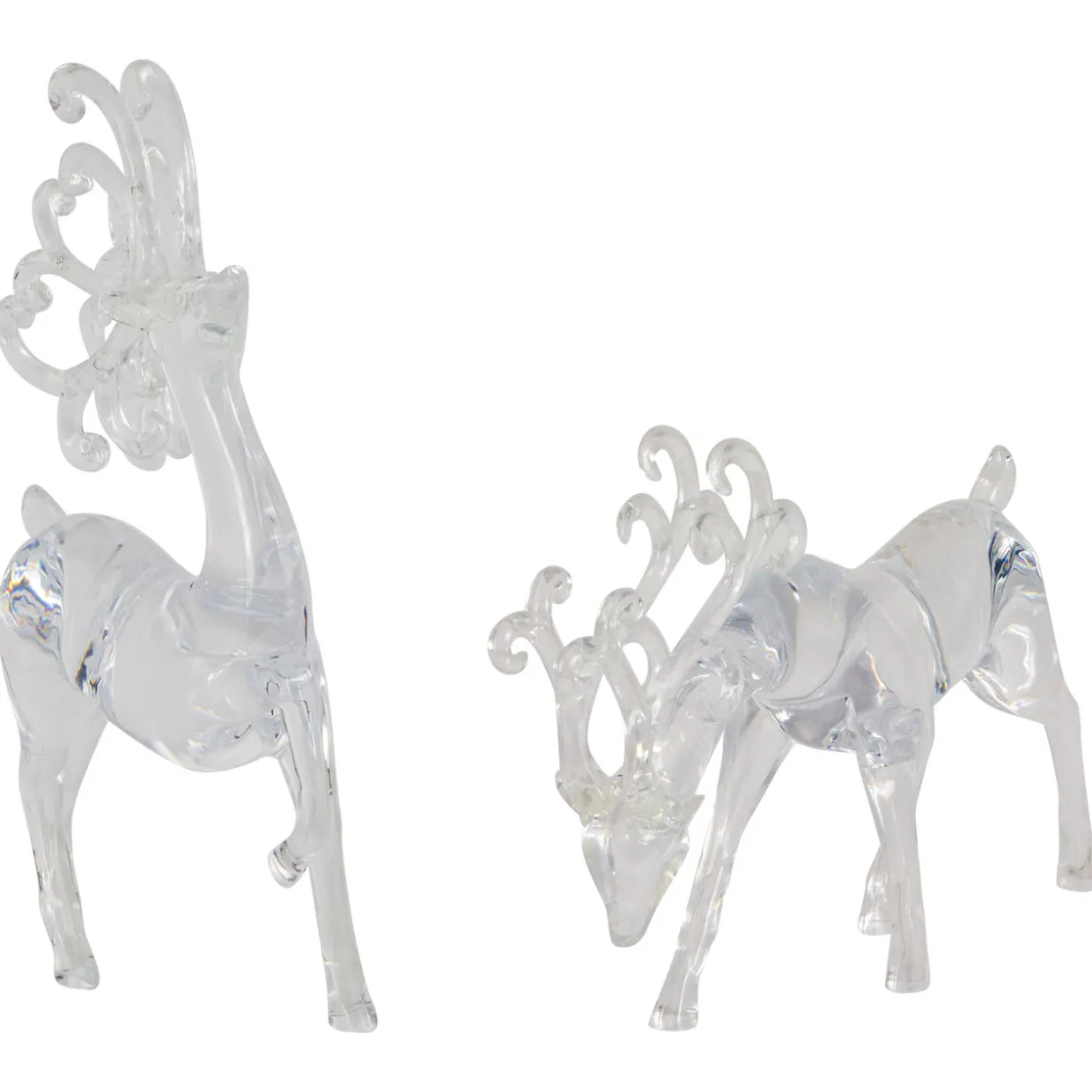 Standing Reindeer Christmas Figurines - 9.25" - Clear - Set of 2