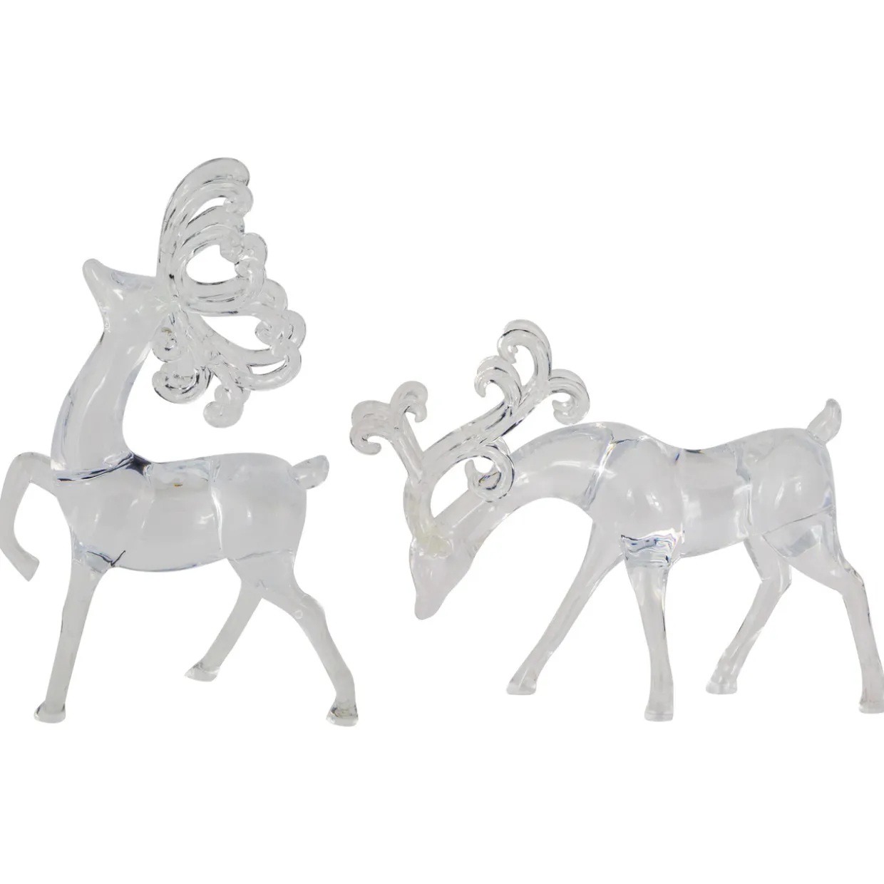 Standing Reindeer Christmas Figurines - 9.25" - Clear - Set of 2