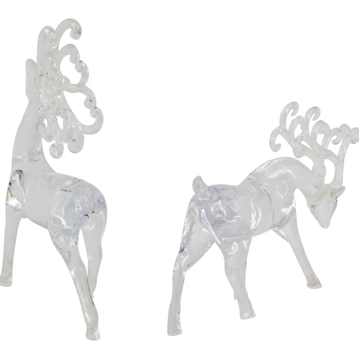 Standing Reindeer Christmas Figurines - 9.25" - Clear - Set of 2