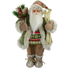 18"Standing Santa Christmas Figure Carrying Skis and Presents