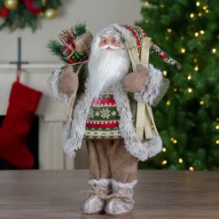 18"Standing Santa Christmas Figure Carrying Skis and Presents