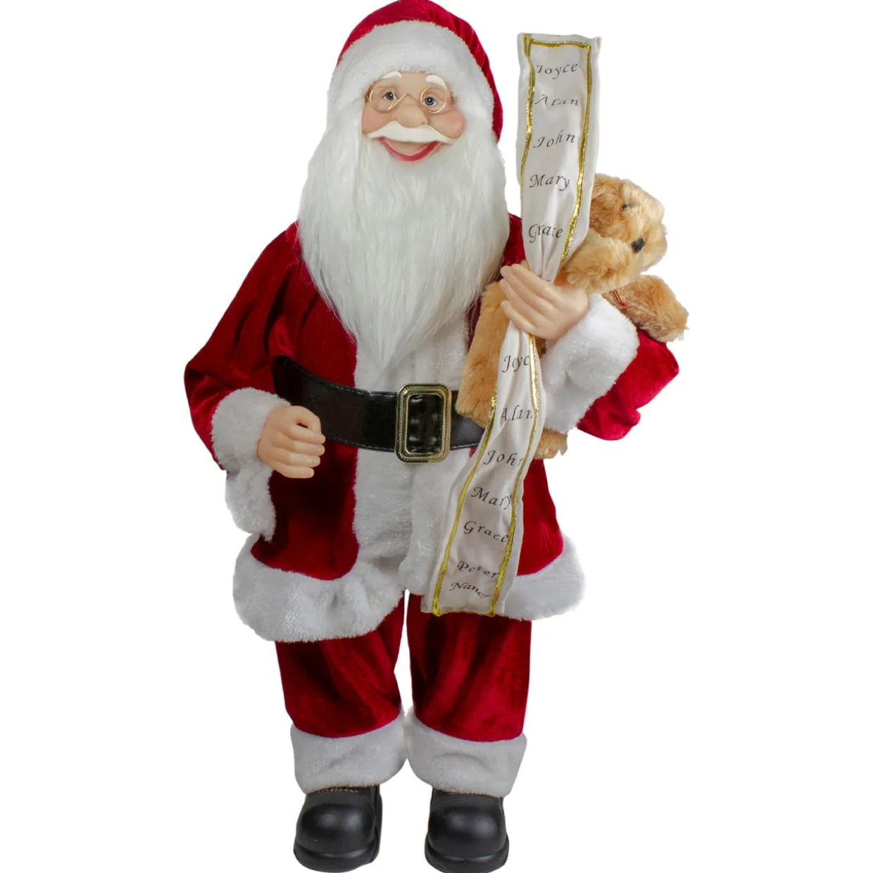 Standing Santa with Teddy Bear and List Christmas Figure - 24"