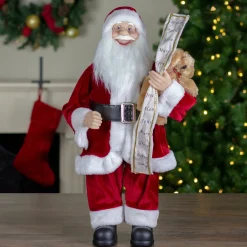 Standing Santa with Teddy Bear and List Christmas Figure - 24"