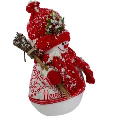 Standing Snowman Christmas Figure with Broom - 12.25