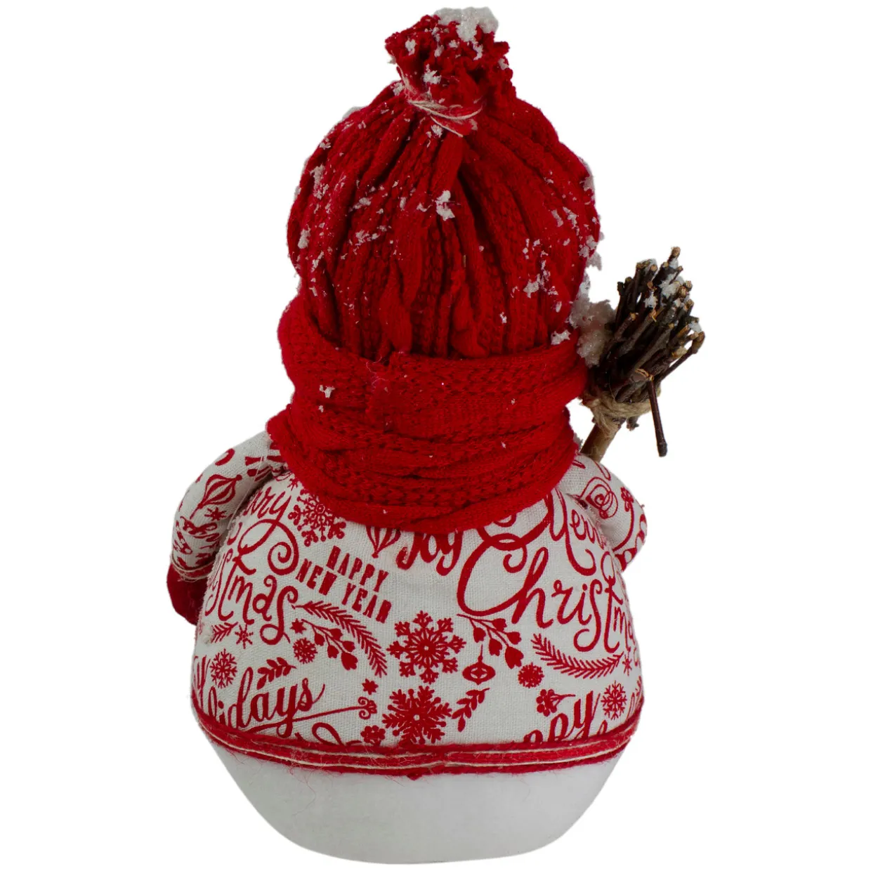 Standing Snowman Christmas Figure with Broom - 12.25" - Red and White