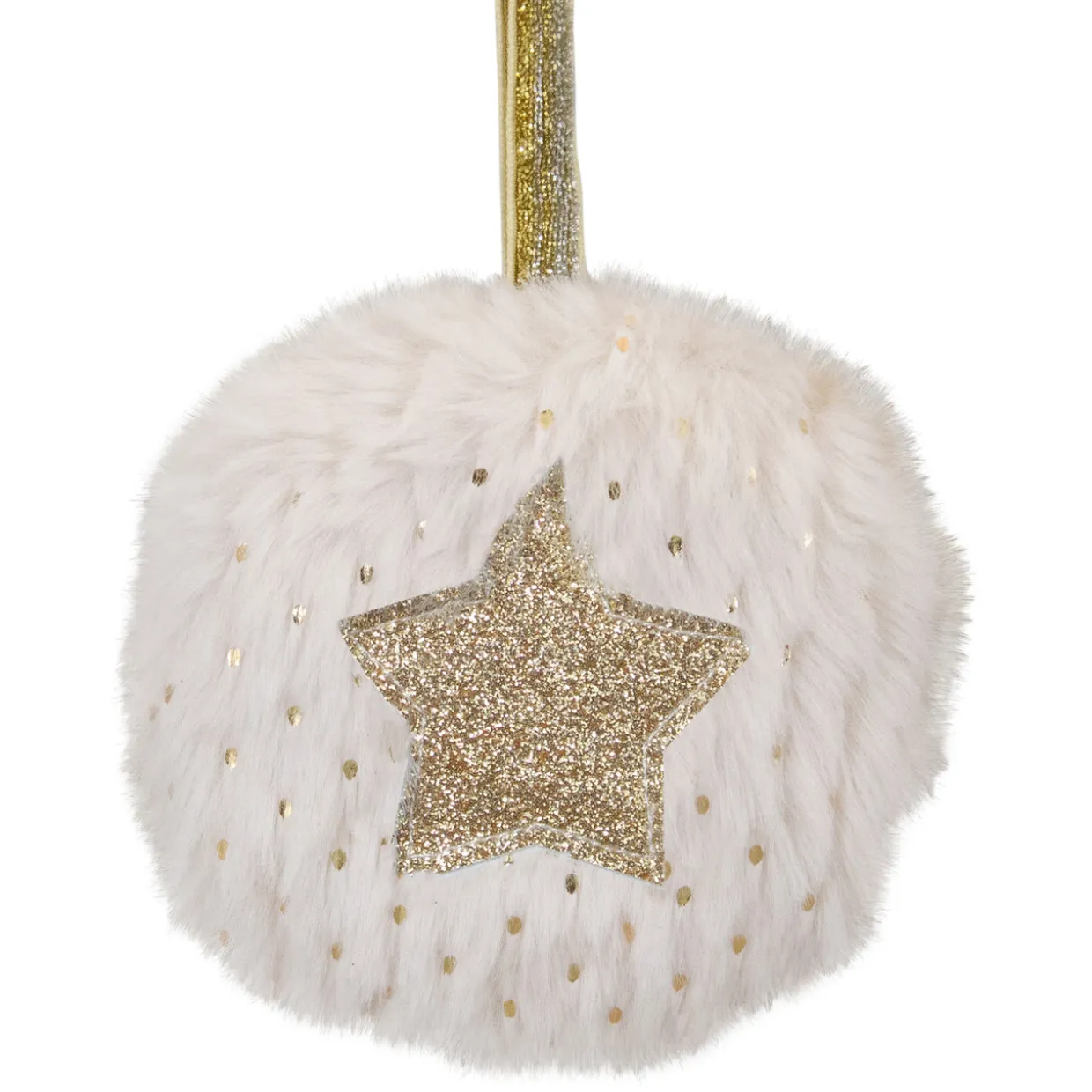 Star and Christmas Tree Disc Ornaments - 3.5" - Cream and Beige - Set of 2