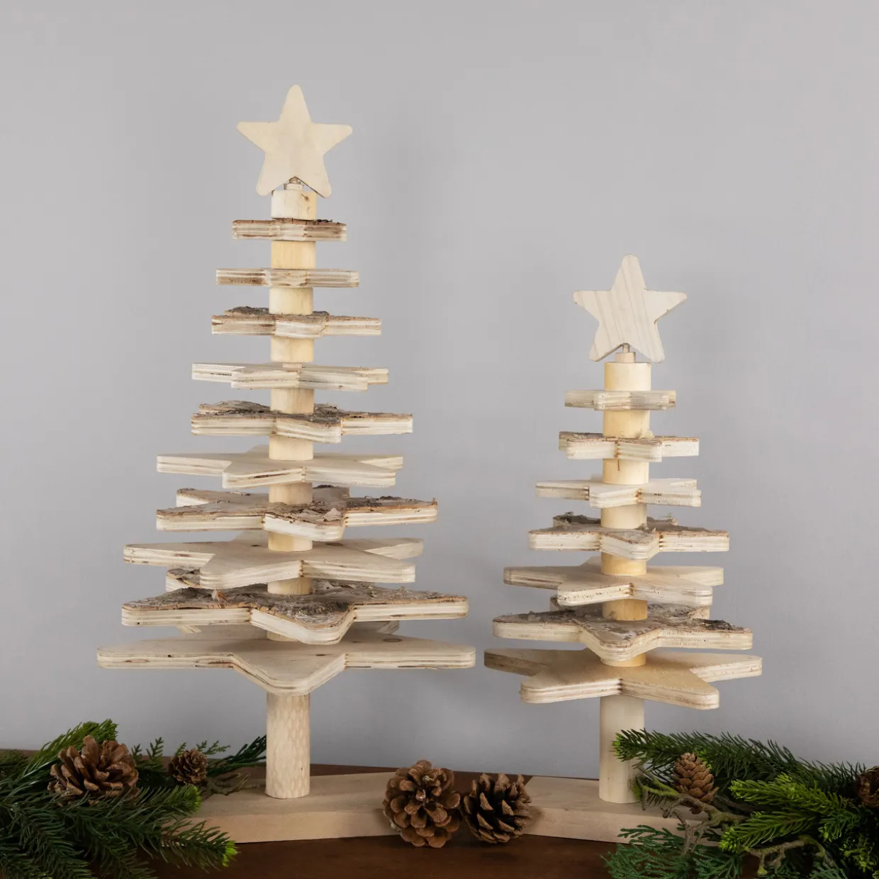 Star Cut-Outs Wooden Tree Christmas Decoration - 20.5"