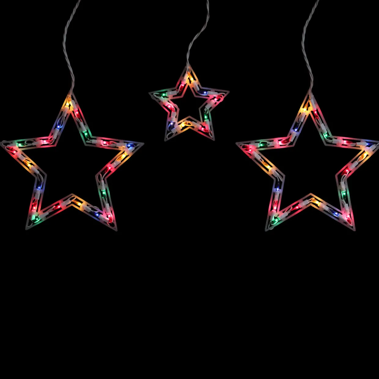 Star Shaped Mini Icicle Christmas Lights - 7' - Multi-Color - White Wire