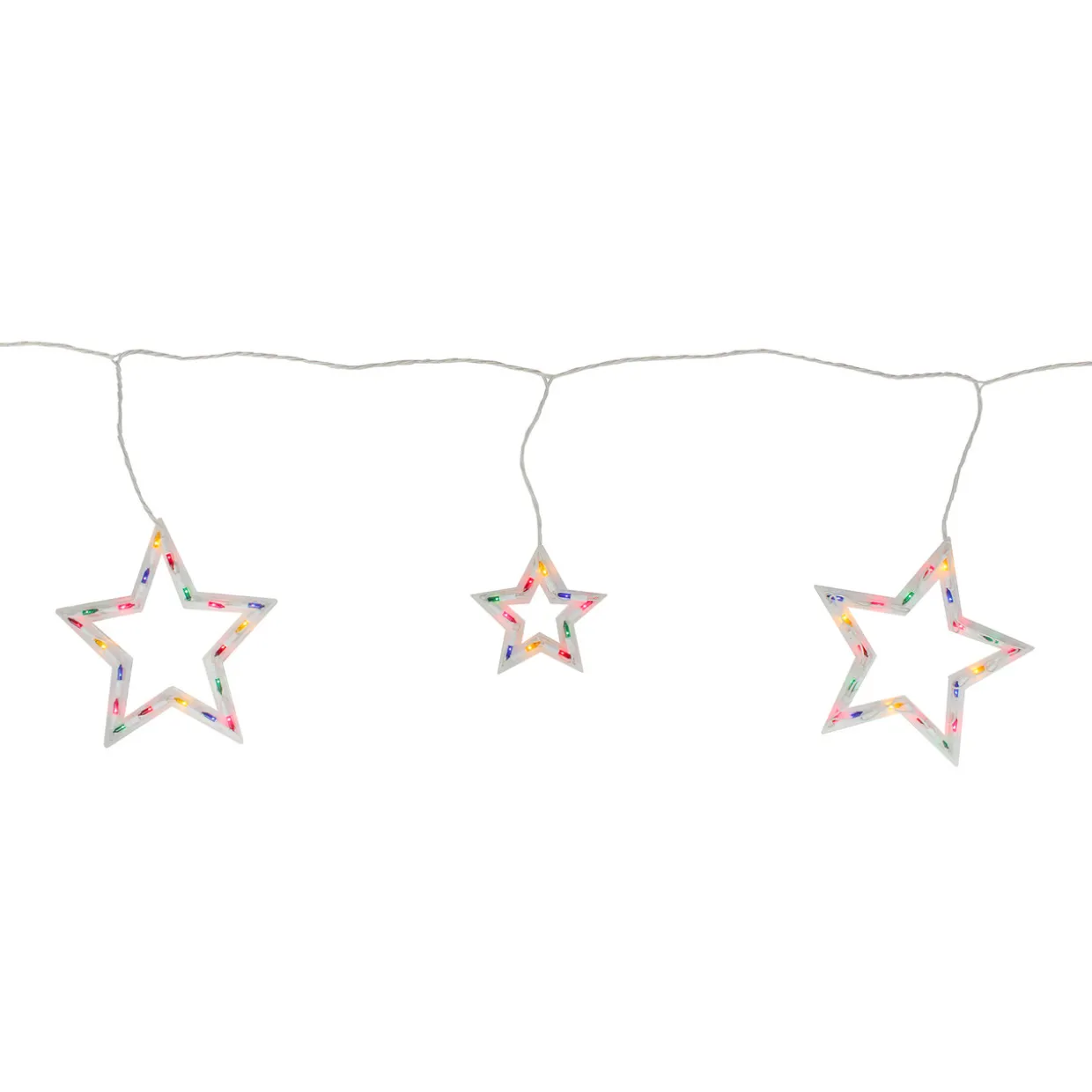 Star Shaped Mini Icicle Christmas Lights - 7' - Multi-Color - White Wire