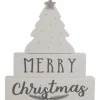 Star Topped Tree "Merry Christmas" Wooden Block Decoration - 6.75"