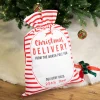 Striped "Christmas Delivery" Tied Gift Bag - 27.25" - White and Red