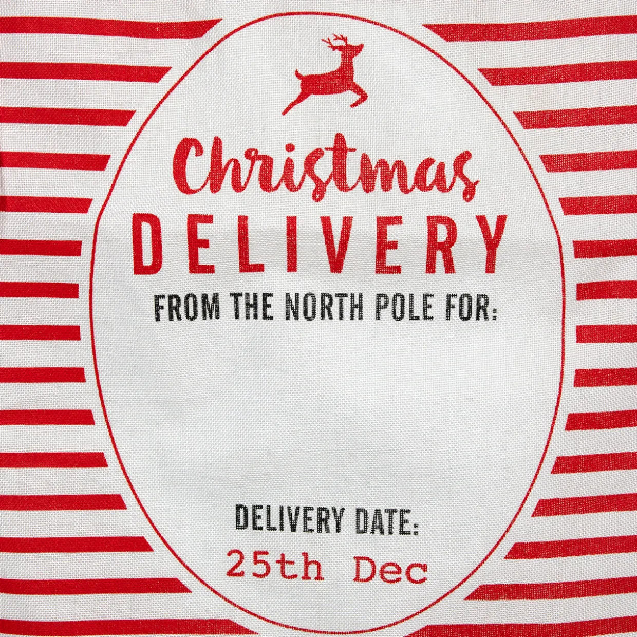 Striped "Christmas Delivery" Tied Gift Bag - 27.25" - White and Red