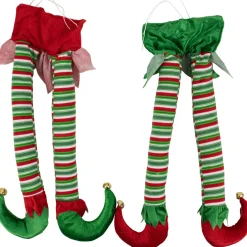 Striped Plush Elf Legs Christmas Decorations - 19