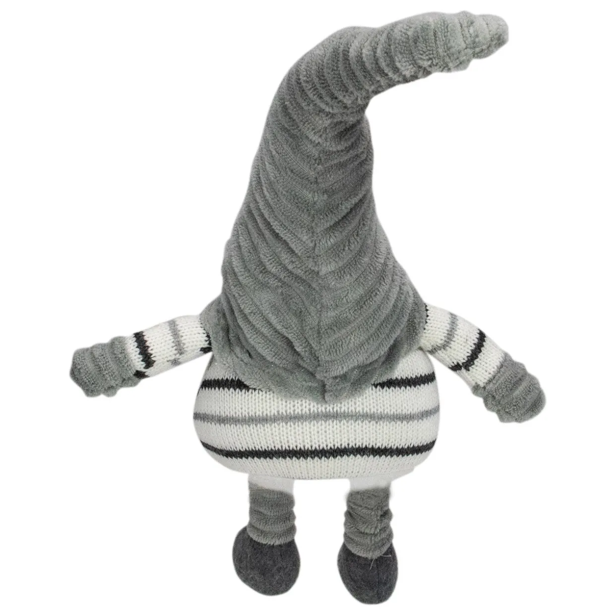 Striped Sitting Gnome Christmas Figure - 22" - Gray, White and Black