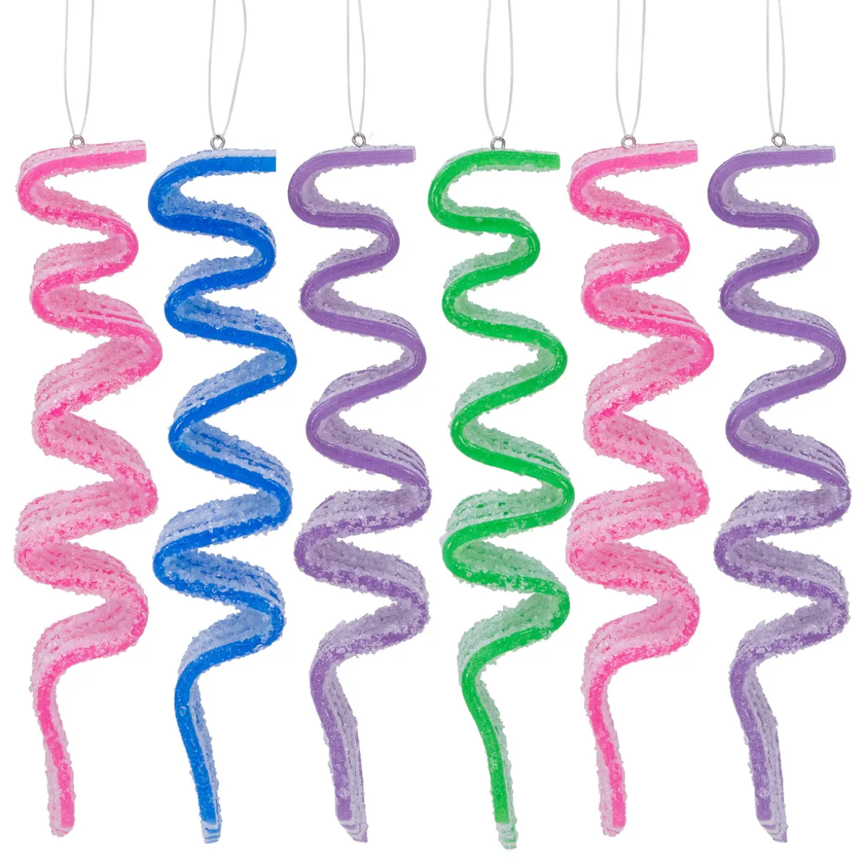 Sugar Coated Ribbon Candy Christmas Ornaments - 5.5" - 6 ct