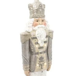 Sunnydaze Alexei the Defender Indoor Nutcracker Statue with LED Lights - Christmas/Holiday Decor - Silver - 36