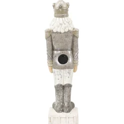 Sunnydaze Alexei the Defender Indoor Nutcracker Statue with LED Lights - Christmas/Holiday Decor - Silver - 36