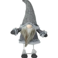 Swaying Standing Gnome Christmas Figure - 17" - Gray and Beige