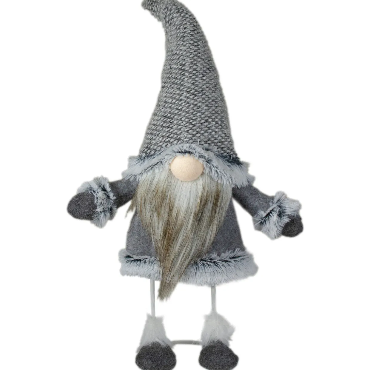 Swaying Standing Gnome Christmas Figure - 17" - Gray and Beige