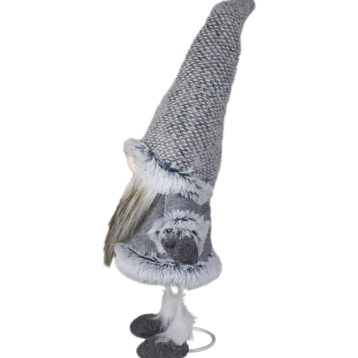 Swaying Standing Gnome Christmas Figure - 17" - Gray and Beige