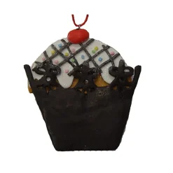 Sweet Memories Brown Cupcake with Cherry on Top Christmas Ornament
