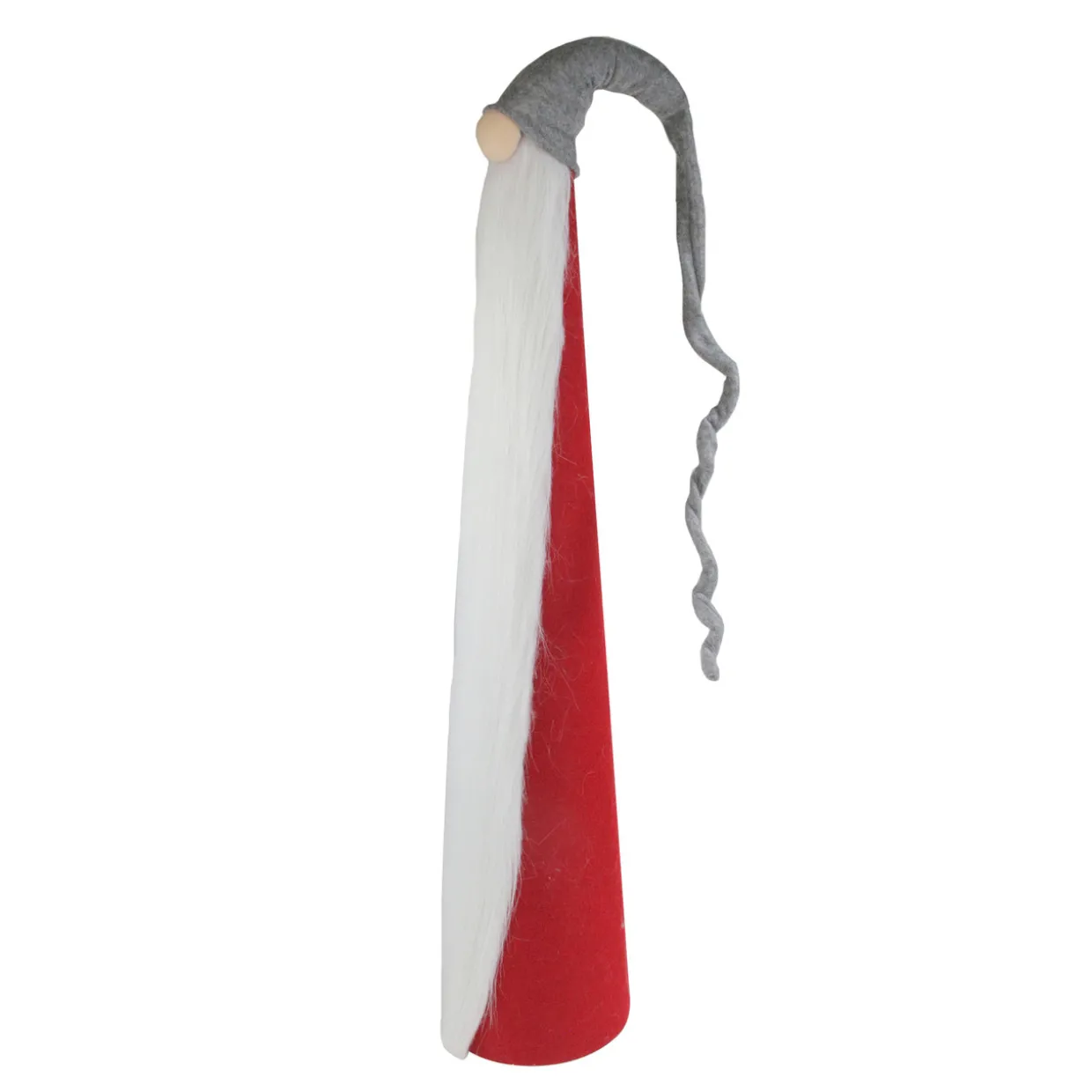 Tall Cone Gnome Christmas Decoration - 32.5" - Red and Gray