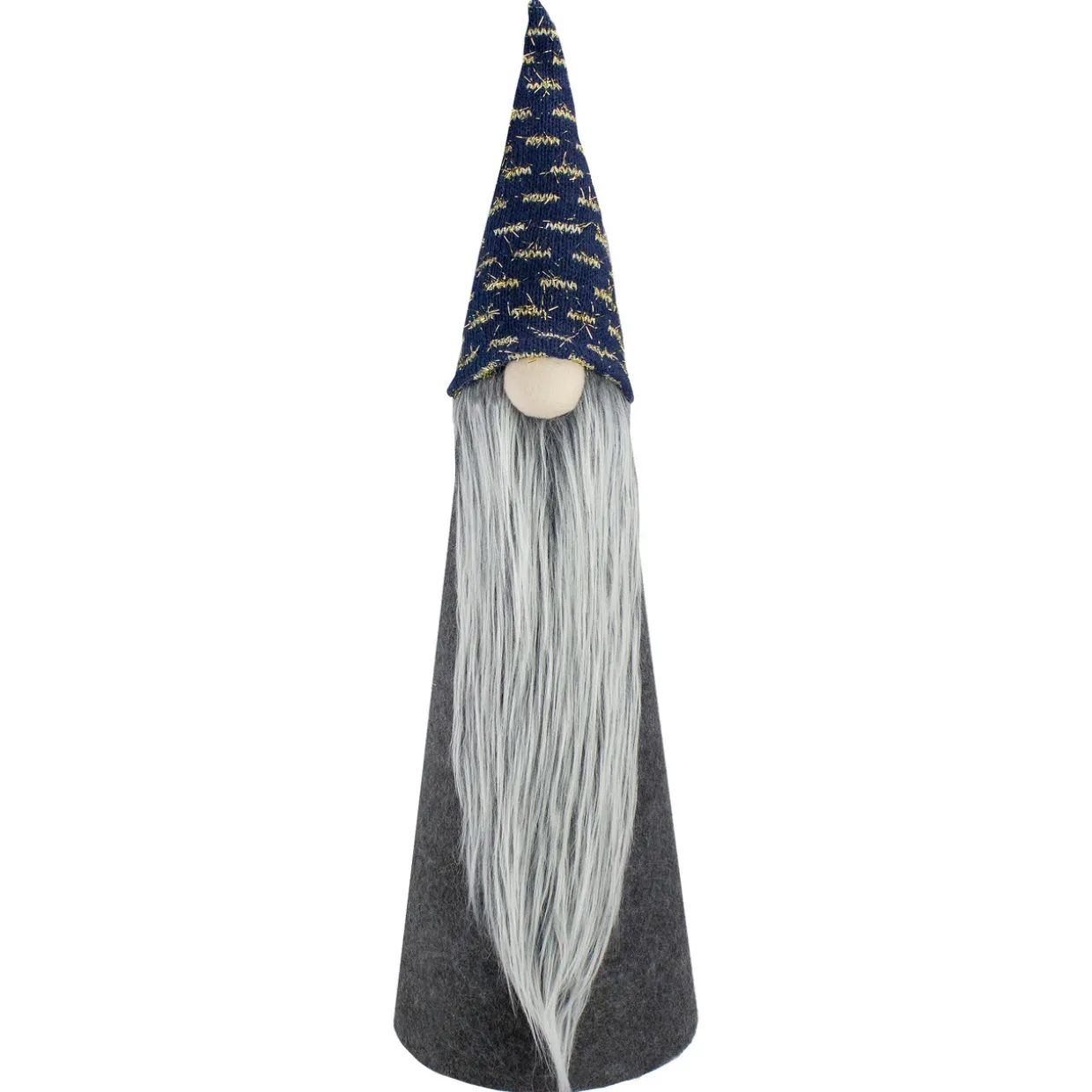Tall Cone Gnome Christmas Figure - 20" - Gray and Blue