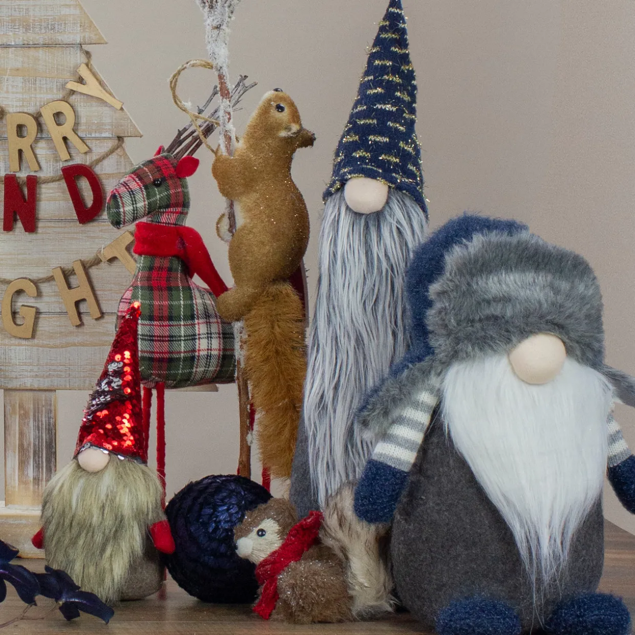 Tall Cone Gnome Christmas Figure - 20" - Gray and Blue