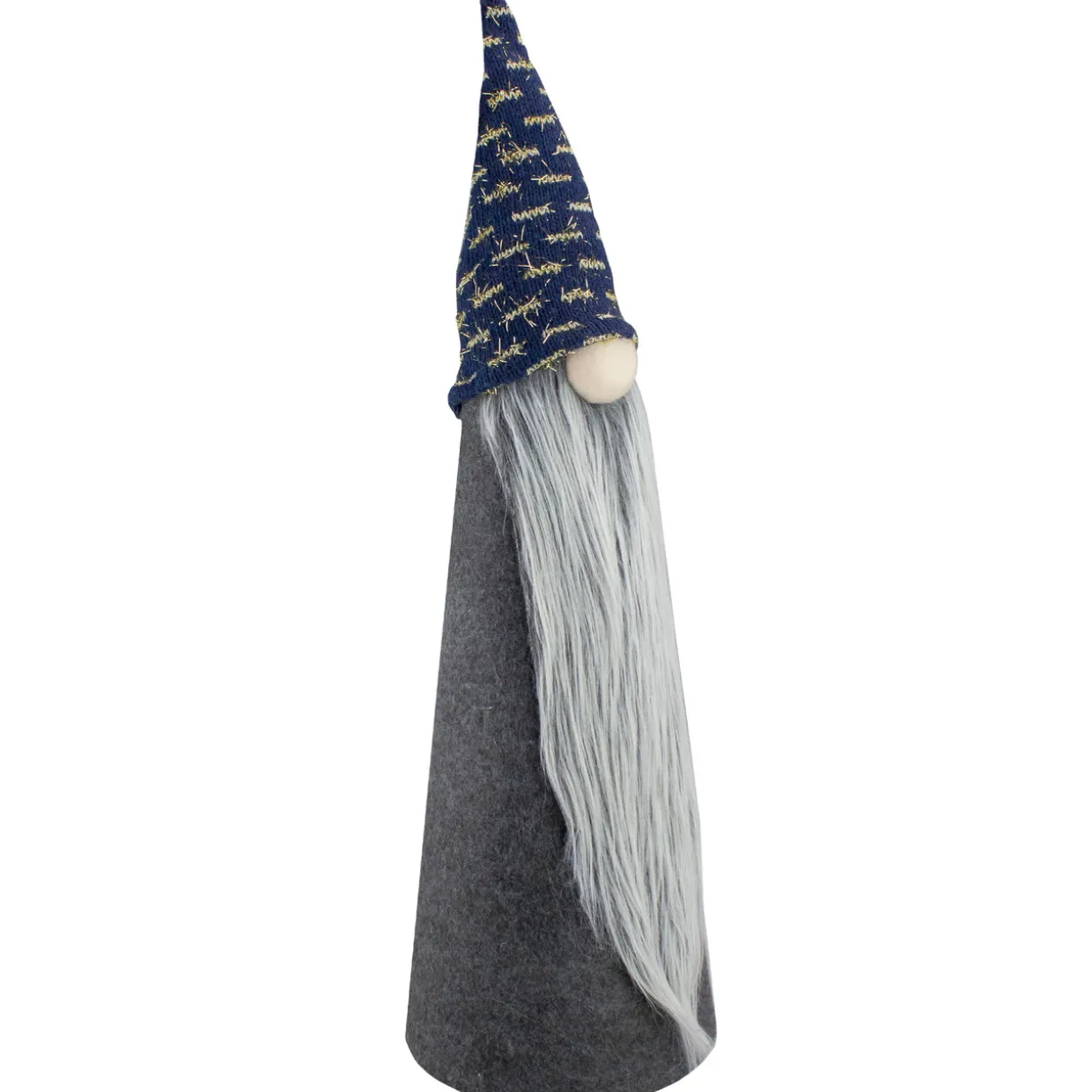 Tall Cone Gnome Christmas Figure - 20" - Gray and Blue