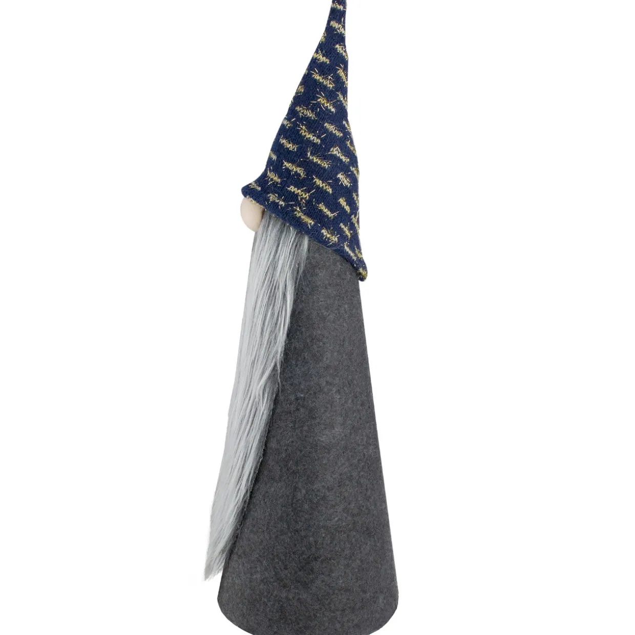 Tall Cone Gnome Christmas Figure - 20" - Gray and Blue