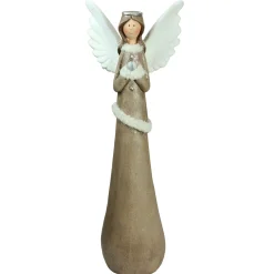 Tall Praying Angel Christmas Figure - 24" - Ivory and Brown