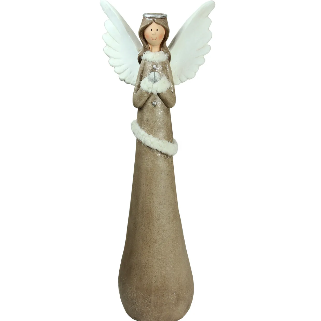Tall Praying Angel Christmas Figure - 24" - Ivory and Brown