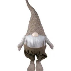 Tall Standing Swaying Christmas Gnome - 34" - Brown and White