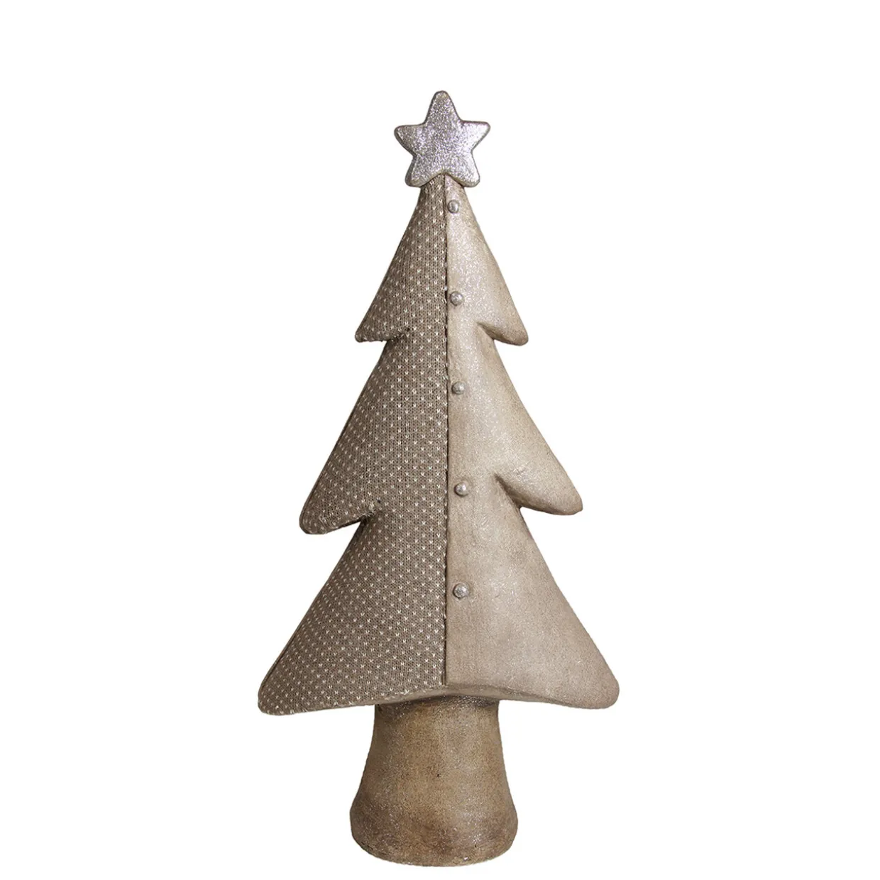 Textured Christmas Tree with Buttons and a Glitter Star Figure - 24" - Brown