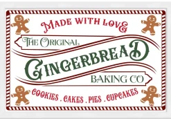 The Original Gingerbread Baking Company 13.5" x 19.5" Framed Christmas Wall Decor Sign Poster in a Natural Wooden Frame with UV Acrylic and Hangers