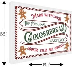The Original Gingerbread Baking Company 13.5" x 19.5" Framed Christmas Wall Decor Sign Poster in a Natural Wooden Frame with UV Acrylic and Hangers