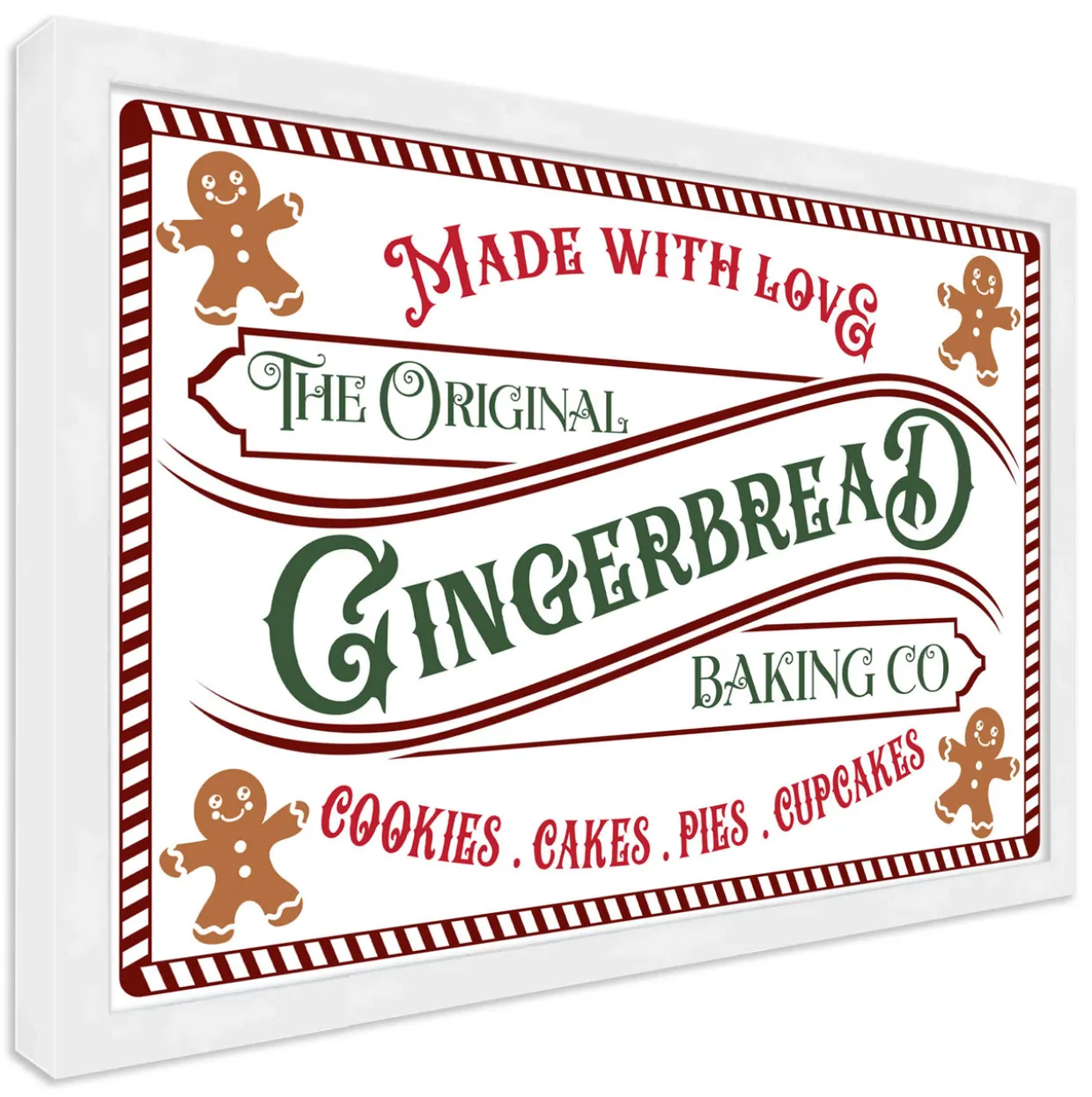 The Original Gingerbread Baking Company 13.5" x 19.5" Framed Christmas Wall Decor Sign Poster in a Natural Wooden Frame with UV Acrylic and Hangers