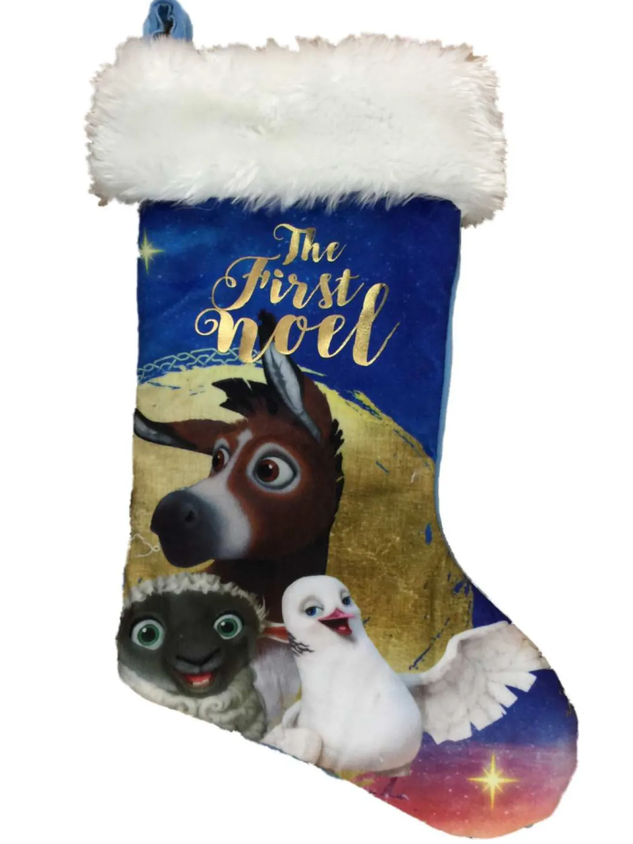 The Star Movie Blue First Noel Christian Nativity Scene Christmas Stocking