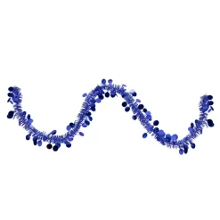 Tinsel and Polka Dot Commercial Christmas Garland - 50' x 1.5" - Lavish Blue - Unlit