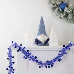 Tinsel and Polka Dot Commercial Christmas Garland - 50' x 1.5" - Lavish Blue - Unlit