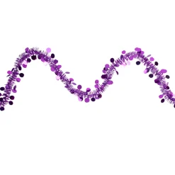 Tinsel and Polka Dot Commercial Christmas Garland - 50' x 1.5" - Purple - Unlit