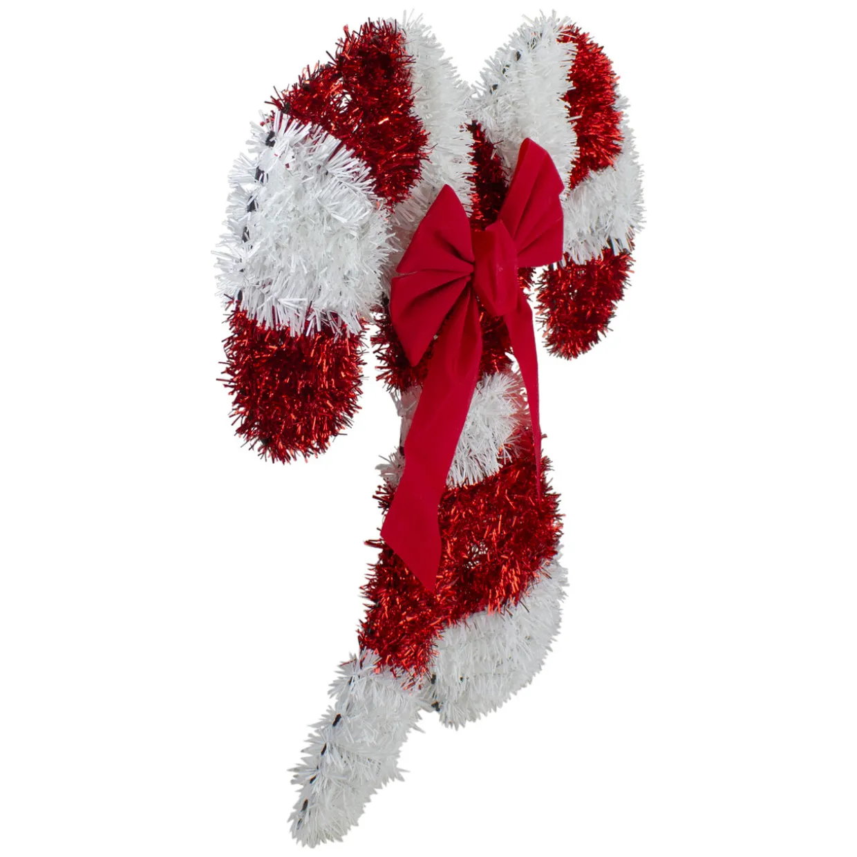 Tinsel Candy Cane Christmas Window Decoration - 19" - Red and White - Unlit