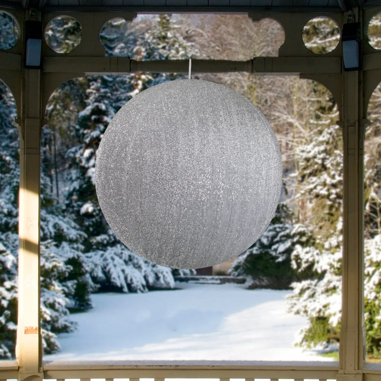 Tinsel Inflatable Christmas Ball Ornament Outdoor Commercial Decoration - 19.5" - Silver
