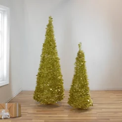 Tinsel Pop-Up Artificial Christmas Tree - 6' - Gold - Unlit