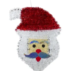 Tinsel Santa Claus Iridescent Christmas Window Decoration - 19"