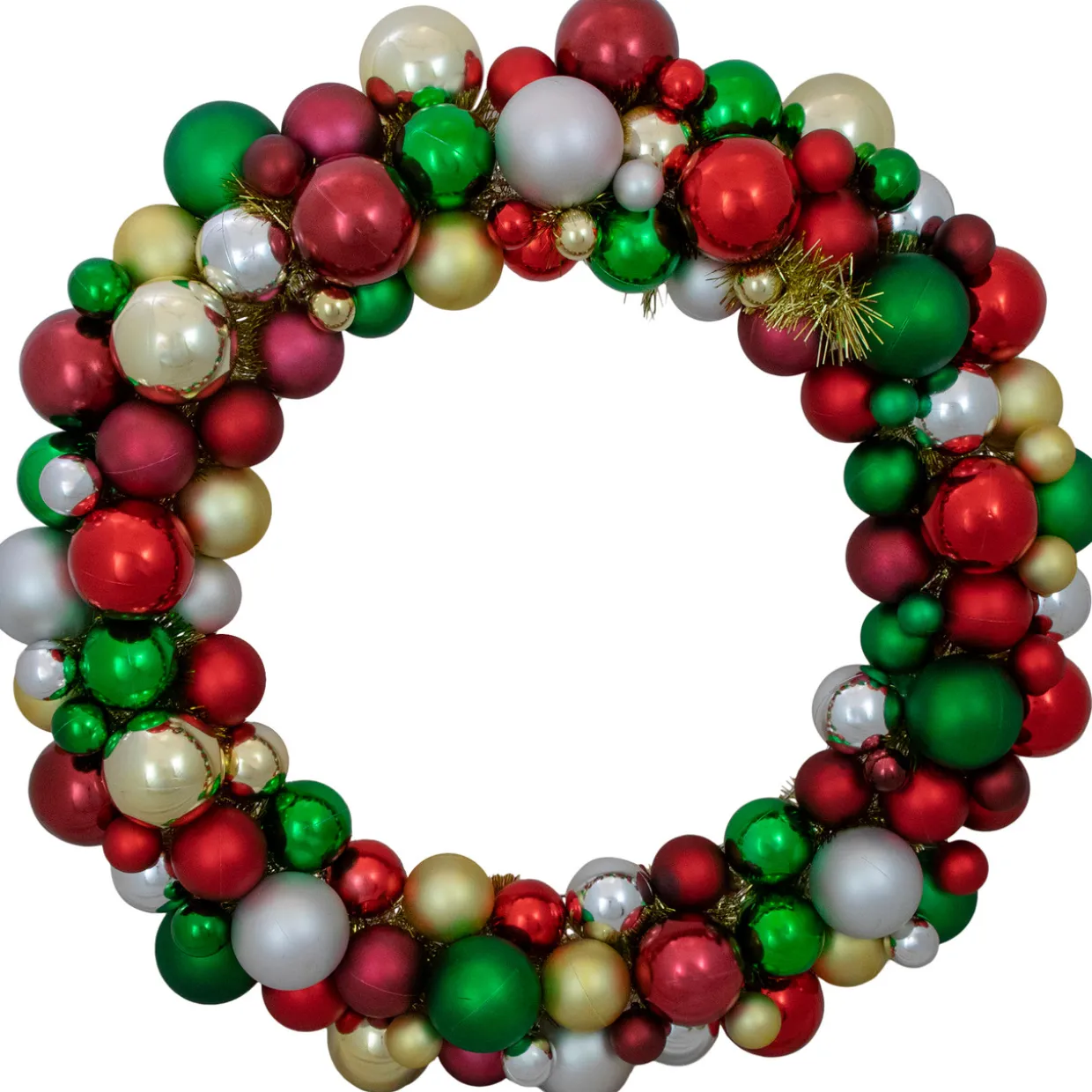 Traditional Colors 2-Finish Shatterproof Ball Christmas Wreath, 36-Inch