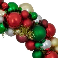 Traditional Colors 2-Finish Shatterproof Ball Christmas Wreath, 36-Inch