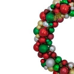 Traditional Colors 2-Finish Shatterproof Ball Christmas Wreath, 36-Inch