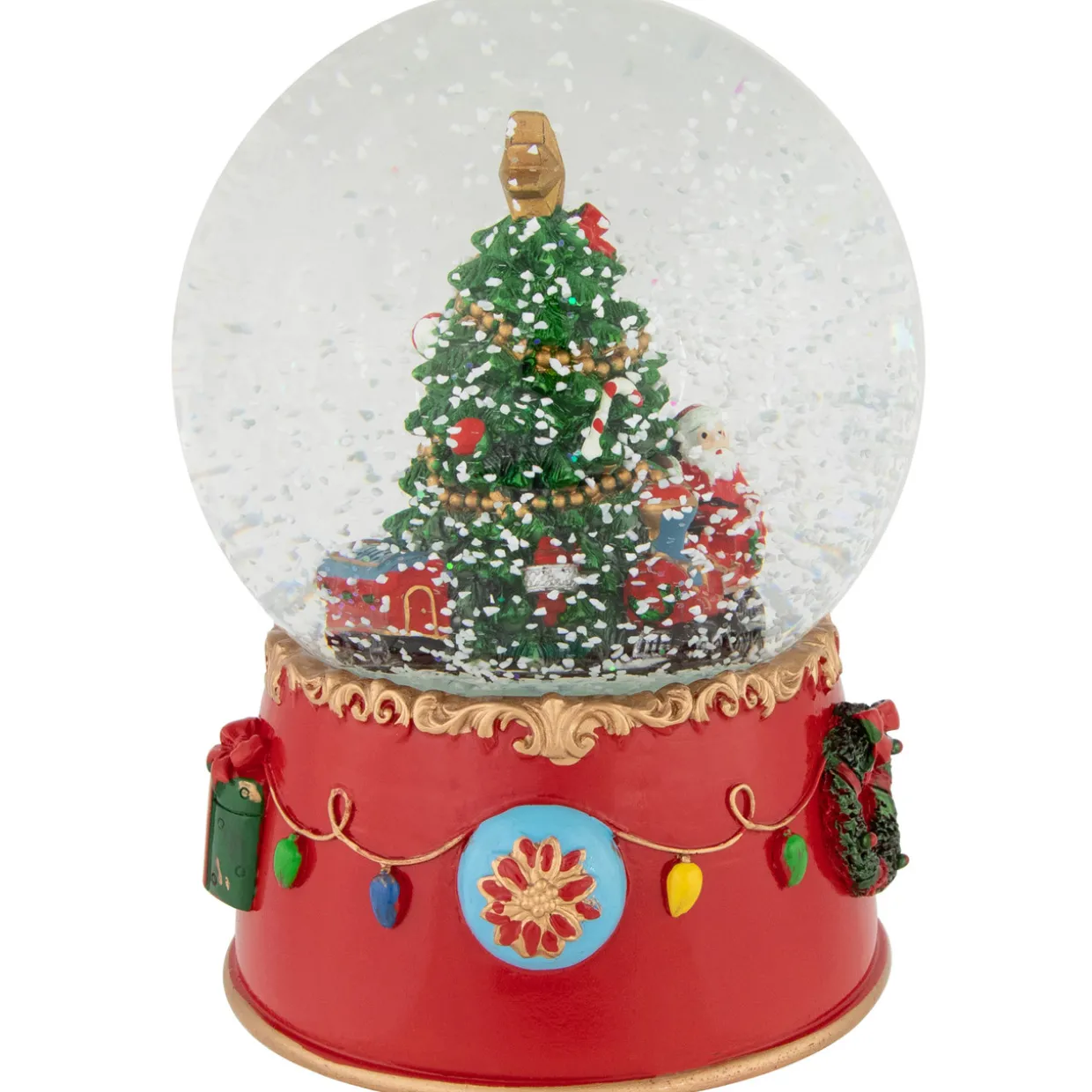 Train and Christmas Tree Village Musical Snow Globe - 8"